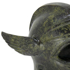 Winged Corinthian Helmet – Bronze Sculpture – 12 cm – Dark Green
