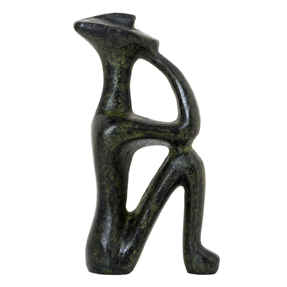 Seated Cycladic Thinker Figurine – 10 cm – Dark Green