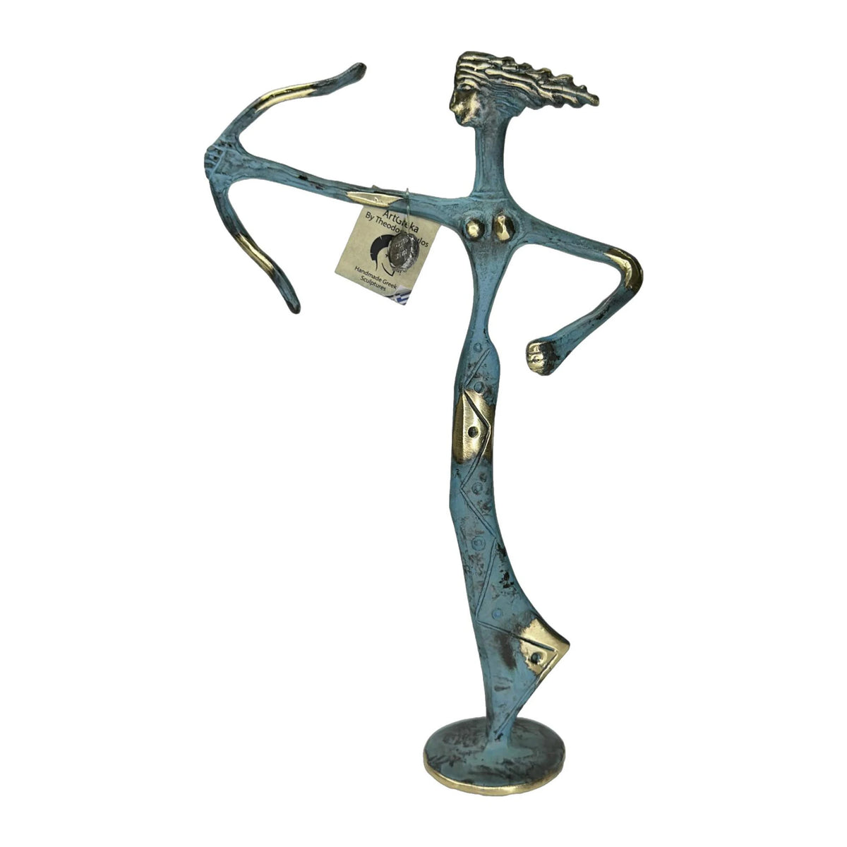 Artemis with Bow – Sculpture – 38 cm – Blue & Gold