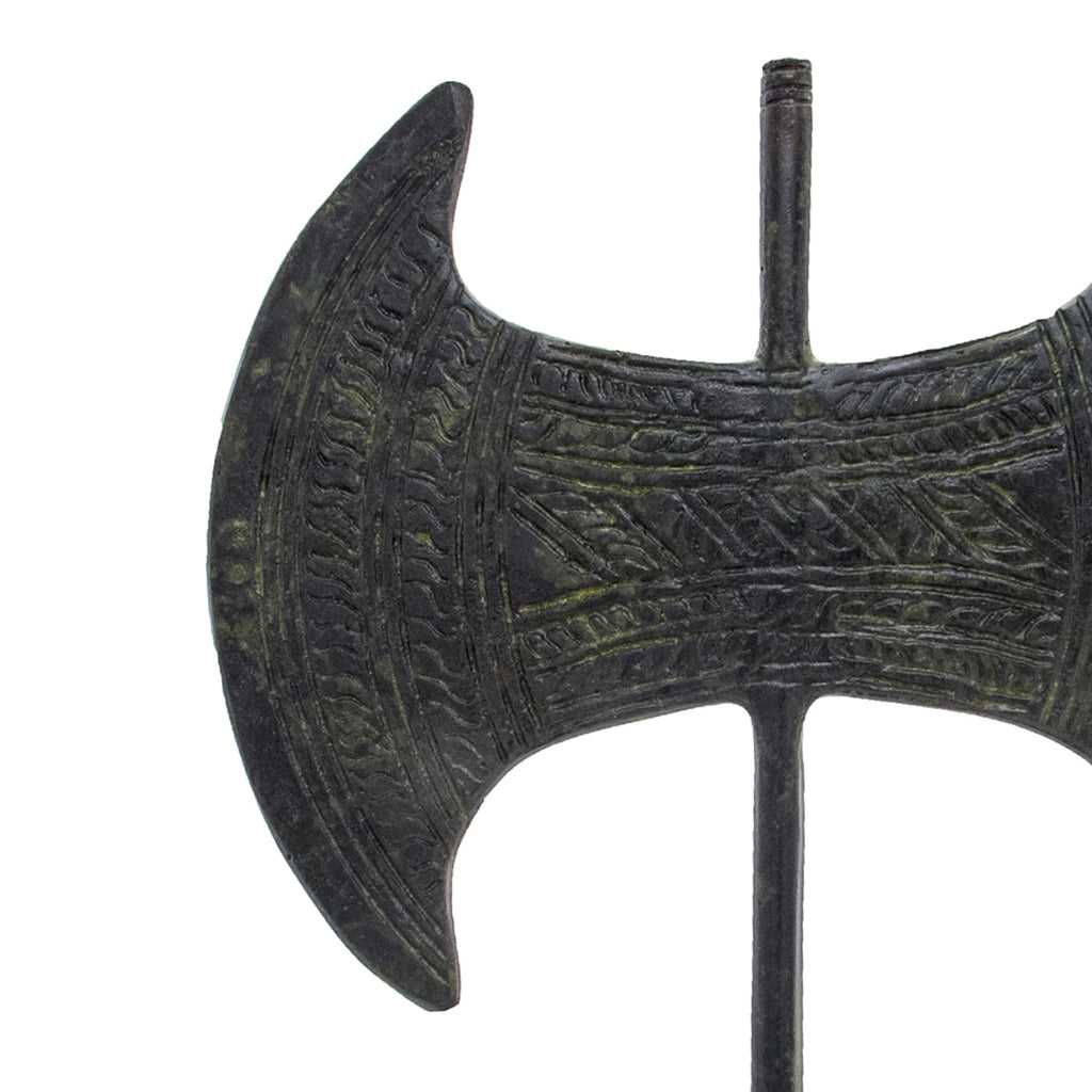 Minoan Double Axe – Decorative Sculpture – 24 cm – Dark Green