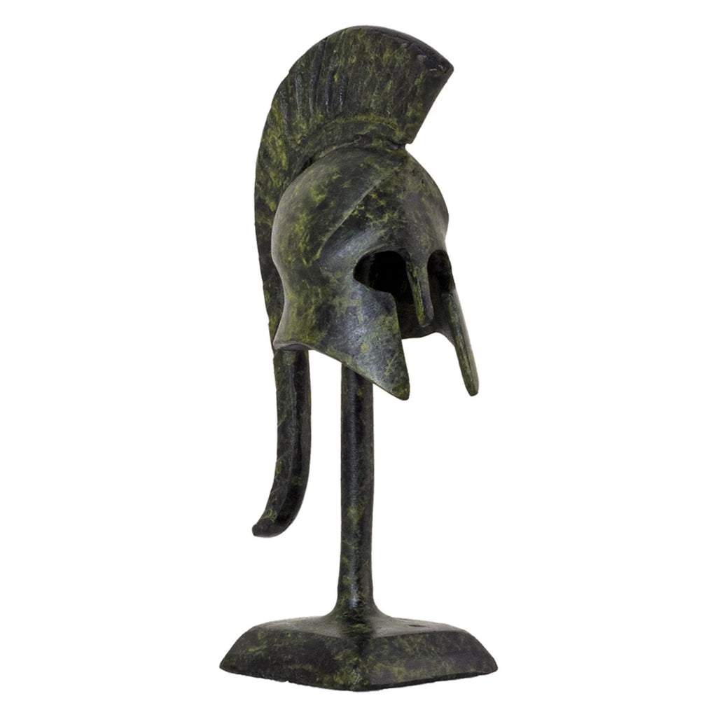 Ancient Greek Helmet on Base – 10 cm – Dark Green