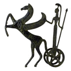 Athena in a Chariot with Pegasus – Sculpture – 19 cm – Dark Green