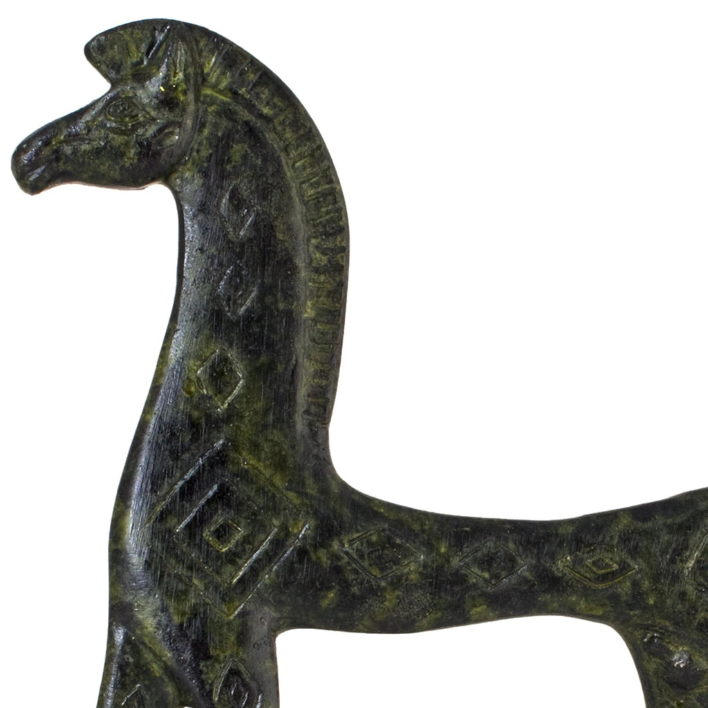Geometric Trojan Horse – Bronze Sculpture – 19 cm – Dark Green
