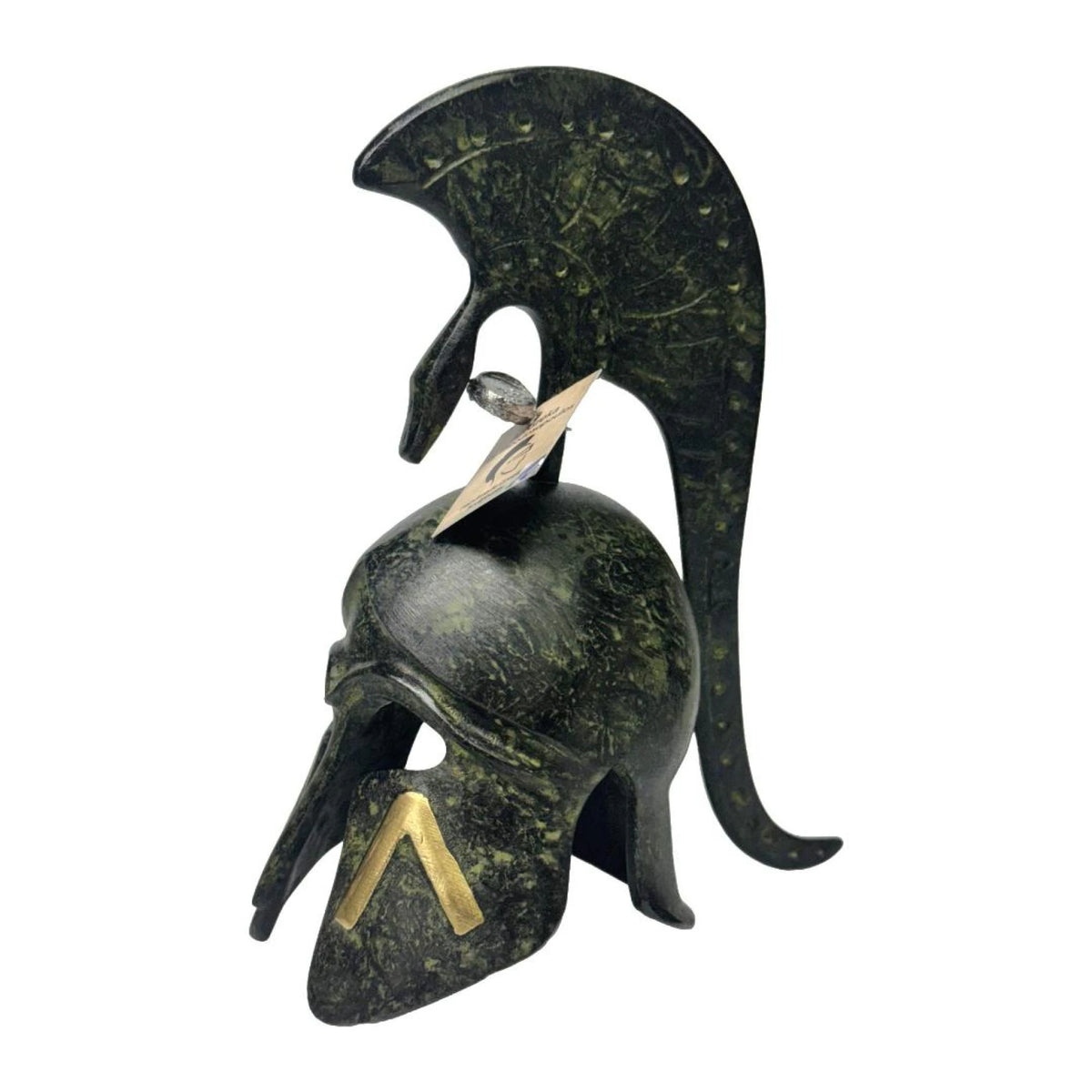 Spartan Helmet with Lambda and Tall Crest – 16 cm – Dark Green