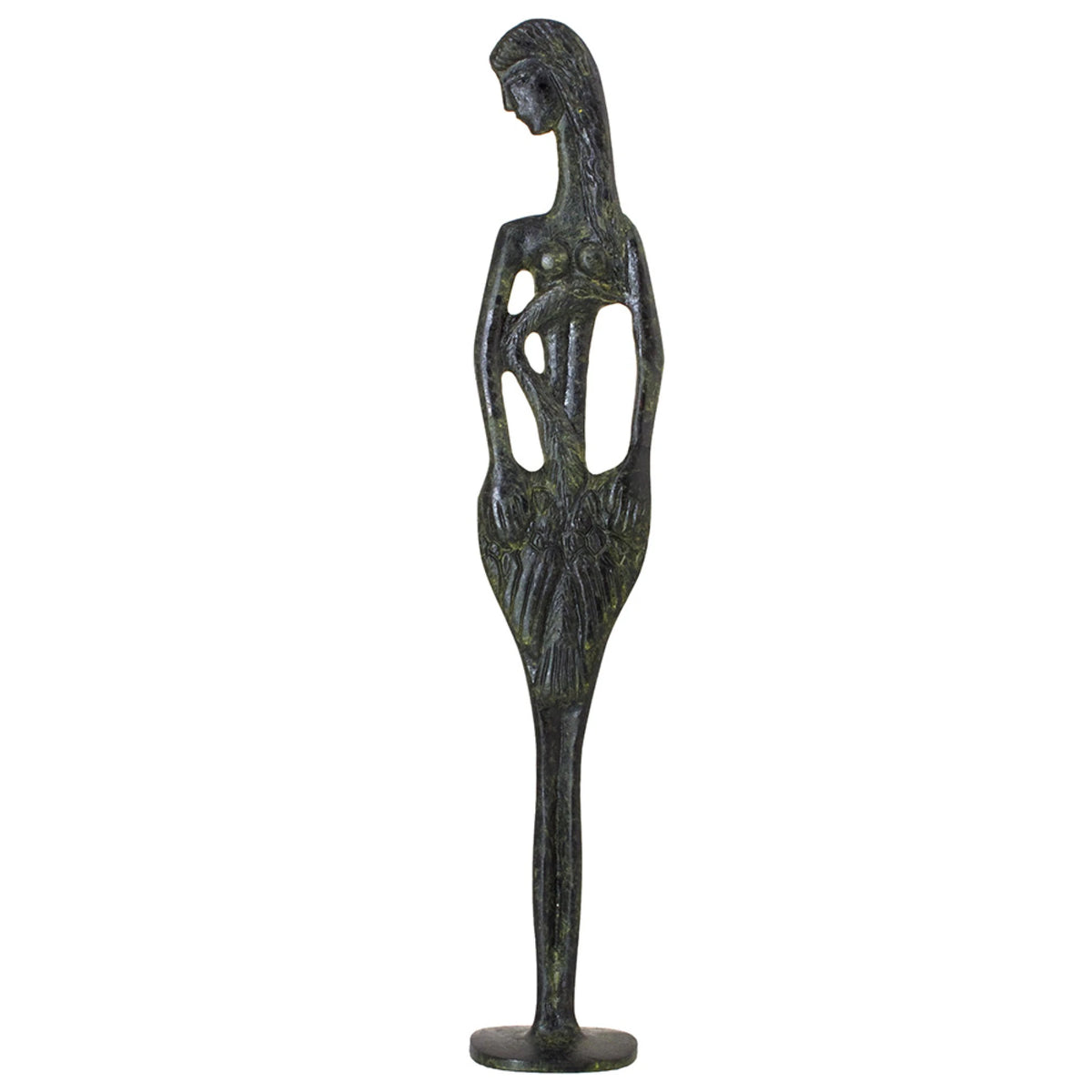 Leda and the Swan – Bronze Sculpture – 25 cm – Dark Green