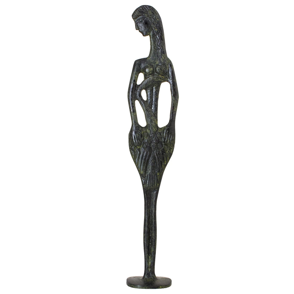 Leda and the Swan – Bronze Sculpture – 40 cm – Dark Green
