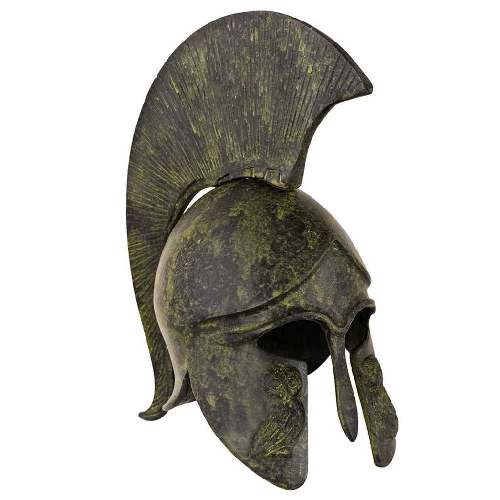 Corinthian Helmet with Owl and Short Crest – 16 cm – Dark Green