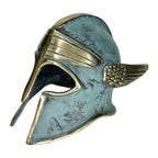 Winged Corinthian Helmet – Bronze Sculpture – 12 cm – Blue & Gold