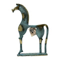 Geometric Horse on Base – Sculpture – 62 cm – Blue & Gold