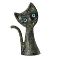 Cat without Base – Bronze Sculpture – 11 cm – Dark Green