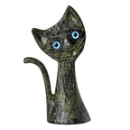 Cat without Base – Bronze Sculpture – 6 cm – Dark Green