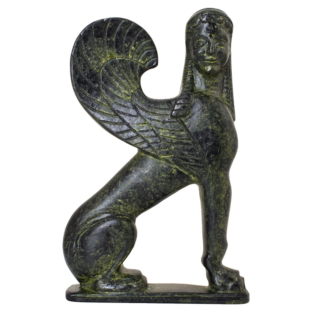 Sphinx of Corinth – Bronze Sculpture – 16 cm – Dark Green