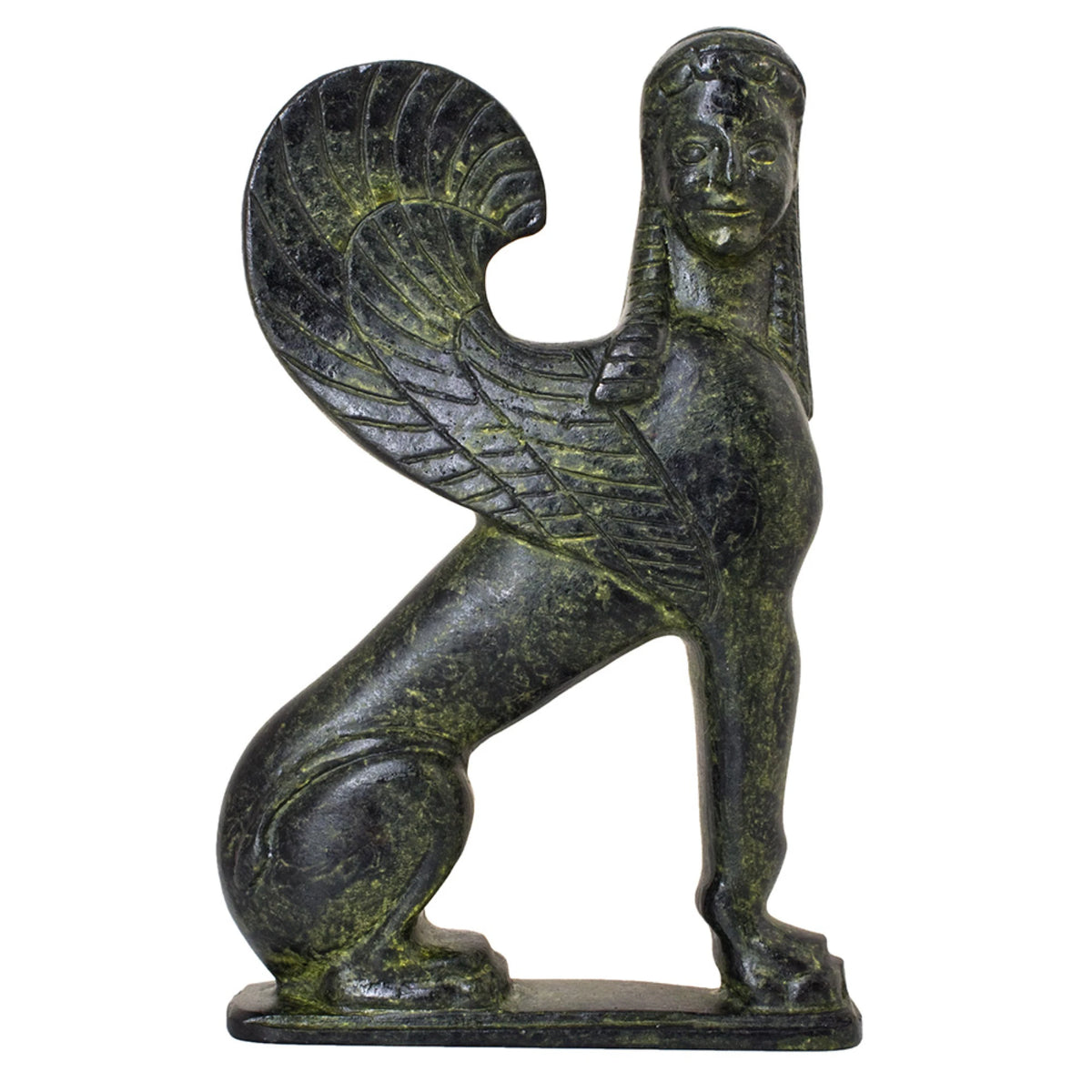 Sphinx of Corinth – Bronze Sculpture – 16 cm – Dark Green