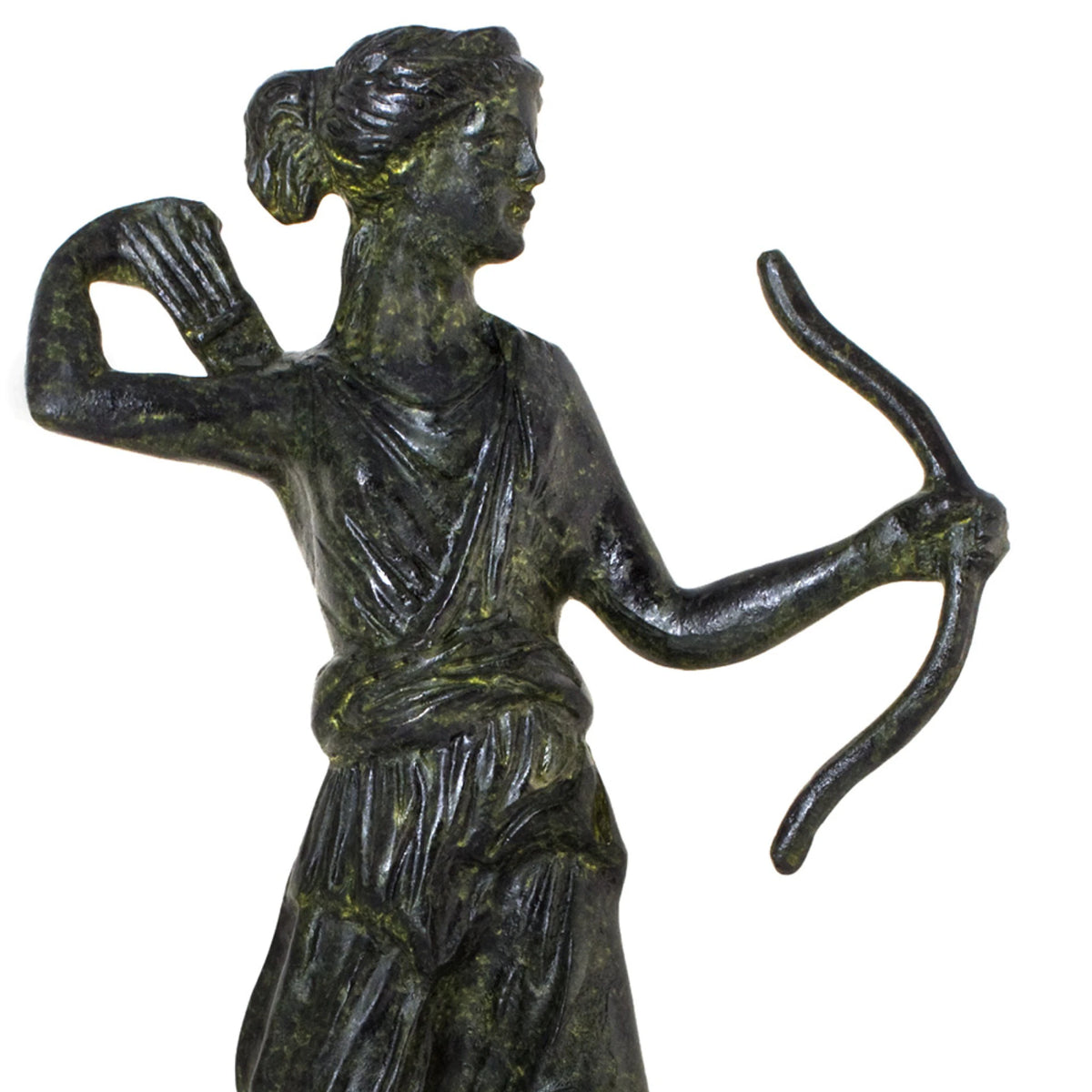 Artemis with Bow and Arrow – Solid Sculpture – 12 cm – Dark Green