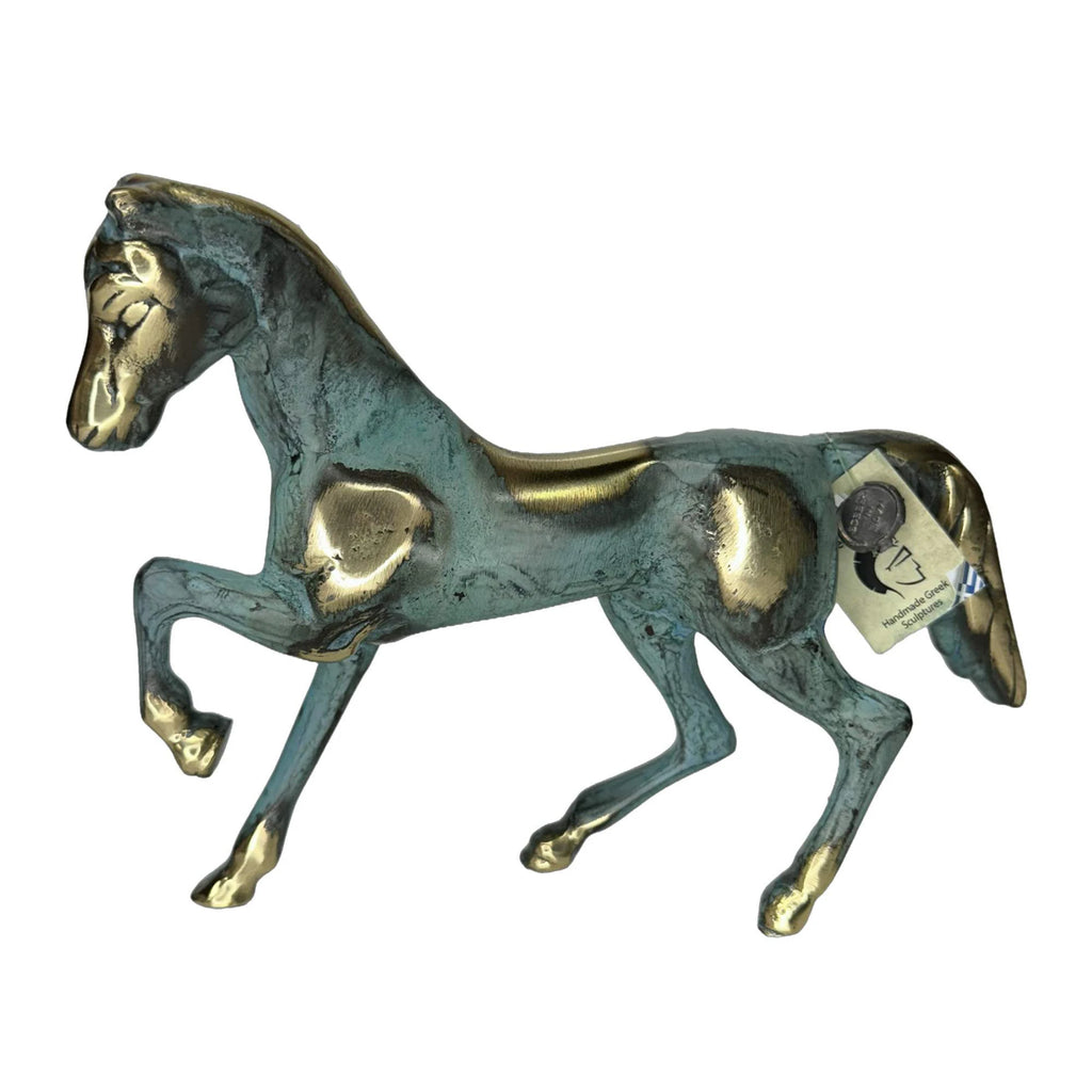 Standing Horse – Bronze Sculpture – 15 cm – Blue & Gold