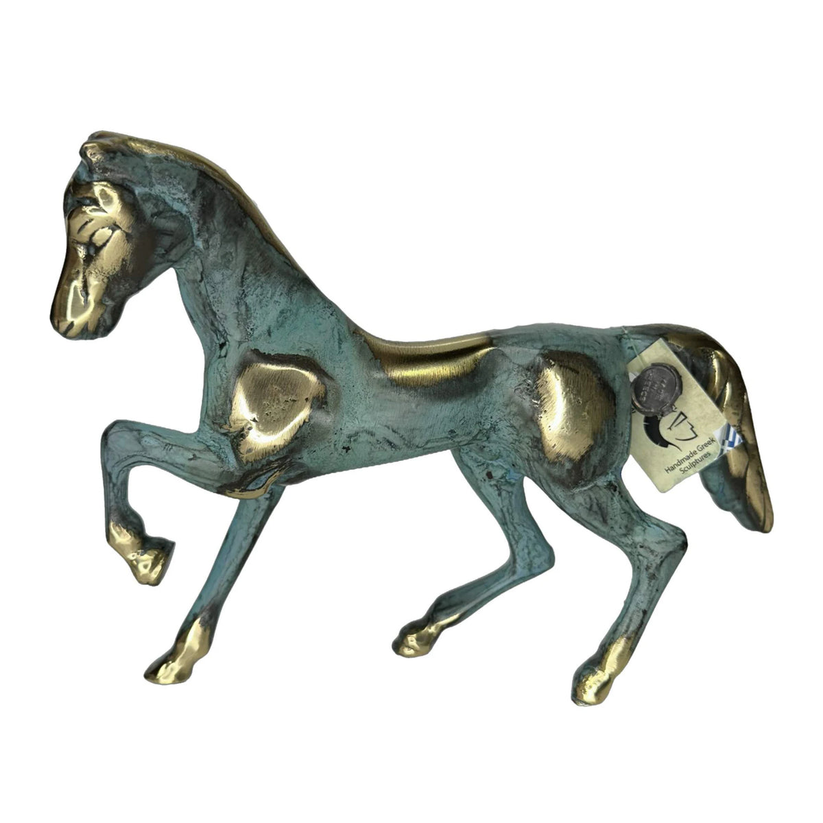 Standing Horse – Bronze Sculpture – 15 cm – Blue & Gold