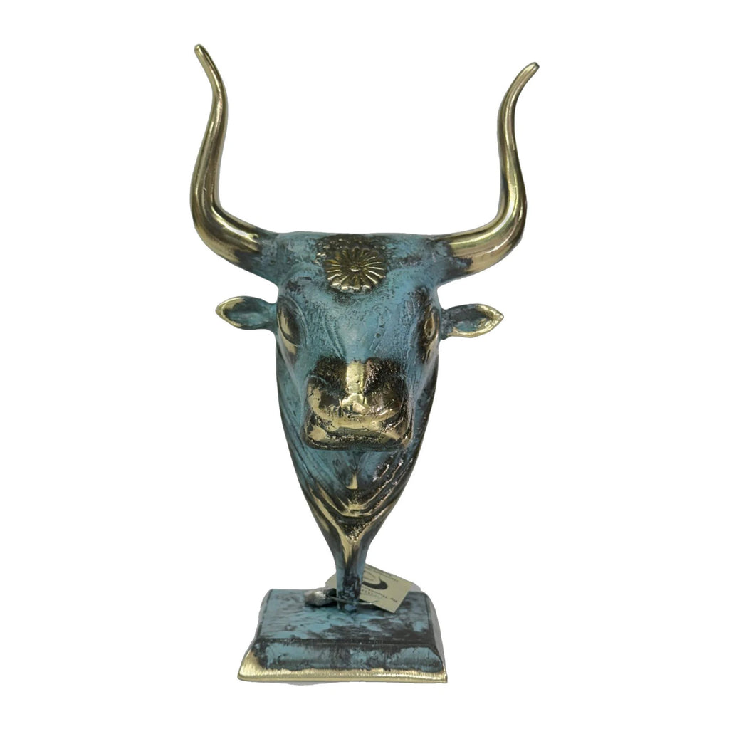 Minoan Bull's Head from Knossos – Replica – 12 cm – Blue & Gold