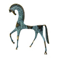 Geometric Horse with Lowered Head – Sculpture – 19 cm – Blue & Gold