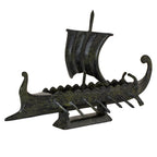 Small Ancient Greek Trireme – Bronze Sculpture – 14 cm – Dark Green