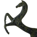 Rearing Horse – Flat Bronze Sculpture – 19 cm – Dark Green