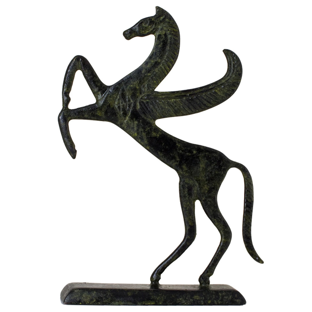 Pegasus – Flat Bronze Sculpture – 19 cm – Dark Green