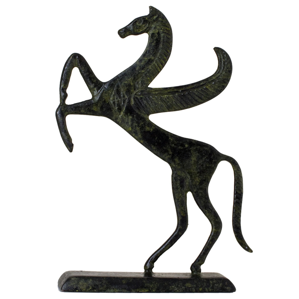 Pegasus – Flat Bronze Sculpture – 19 cm – Dark Green