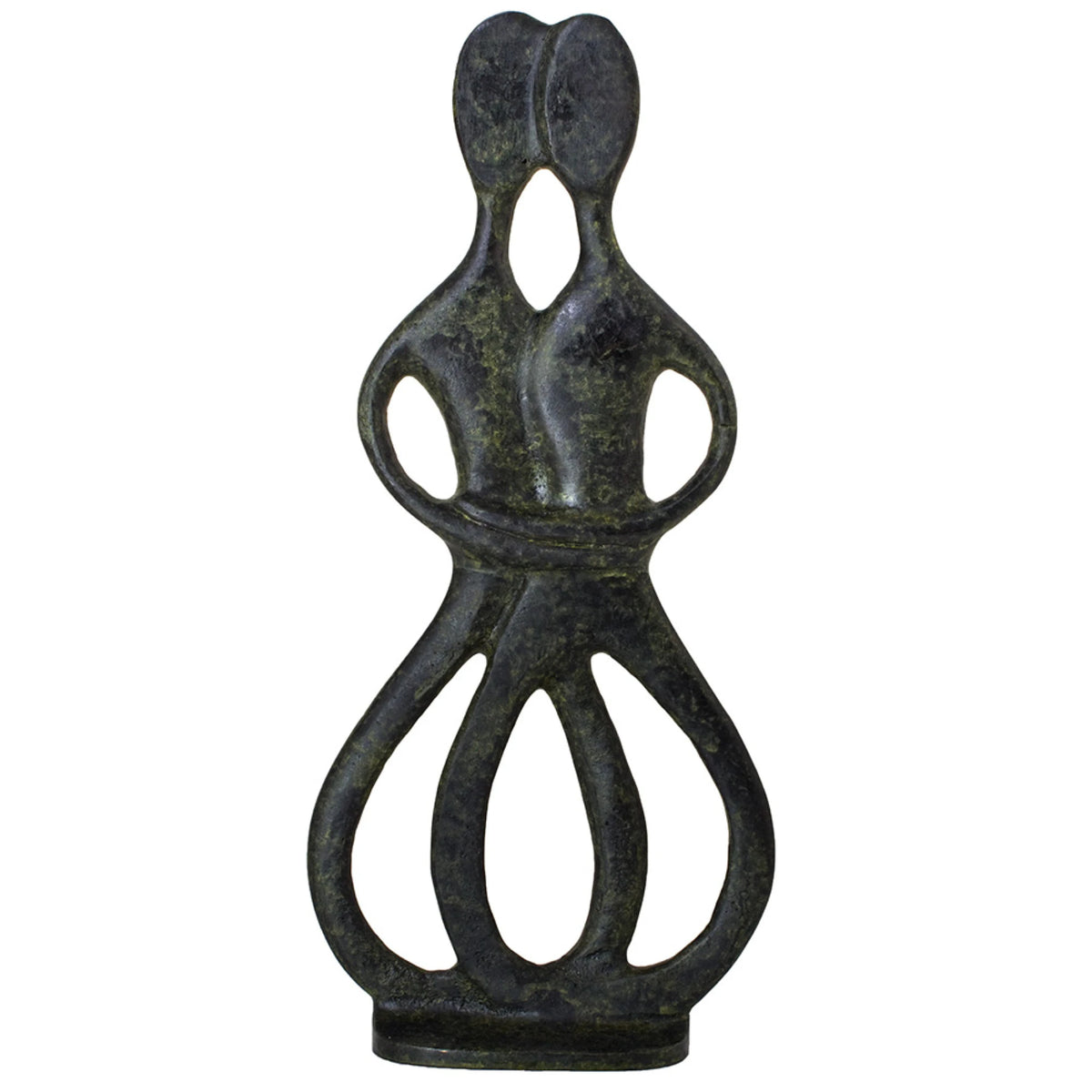 Embracing Cycladic Couple – 32 cm – Dark Green