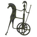 Athena's Chariot with Spear – Bronze Sculpture – 29 cm – Dark Green