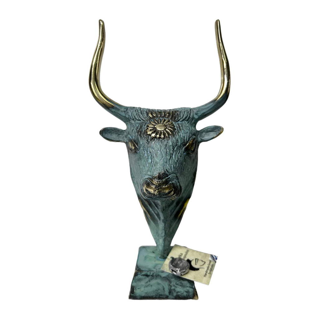 Minoan Bull's Head from Knossos – Replica – 21 cm – Blue & Gold