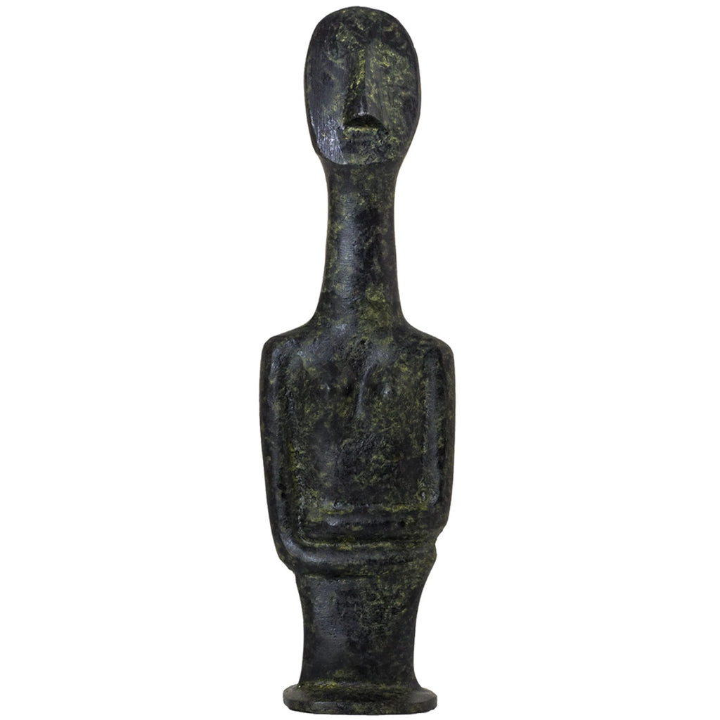 Slender Cycladic Bust – Bronze Sculpture – 14 cm – Dark Green