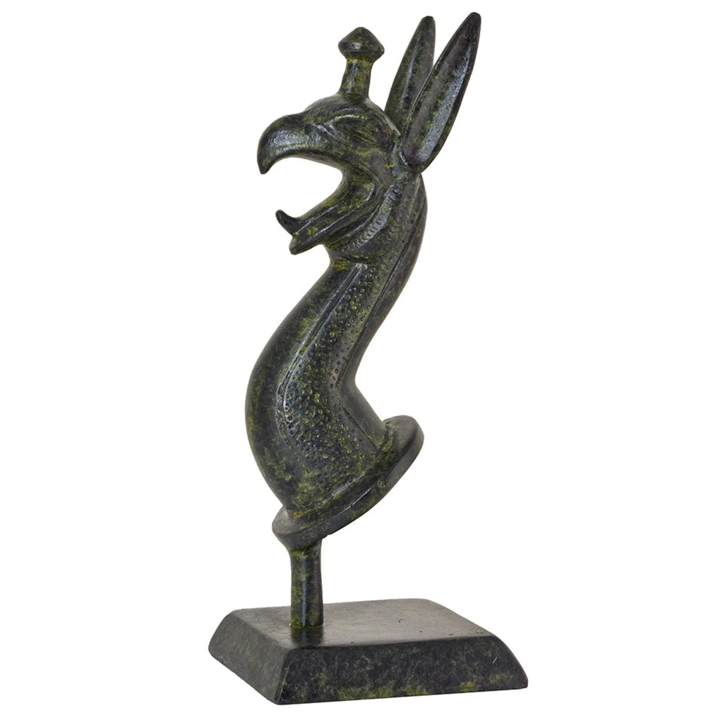 Griffin's Head – Bronze Sculpture – 15 cm – Dark Green