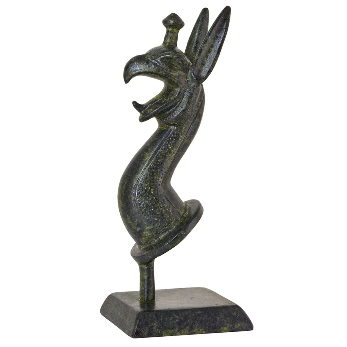 Griffin's Head – Bronze Sculpture – 15 cm – Dark Green