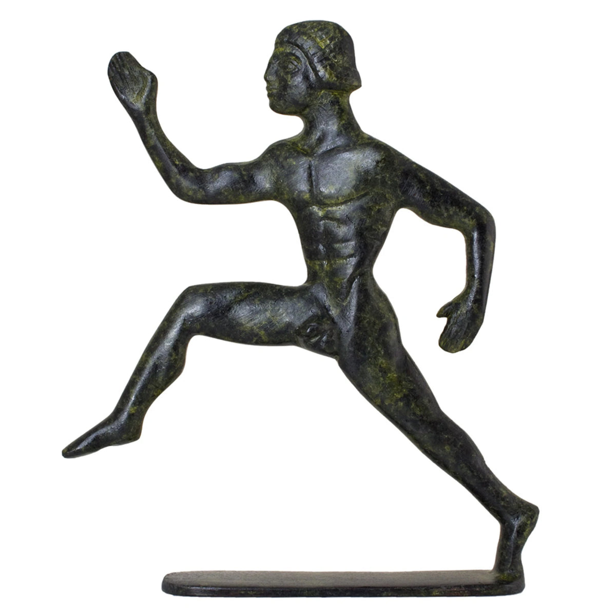 Ancient Olympic Runner – Solid Bronze Sculpture – 18 cm – Dark Green