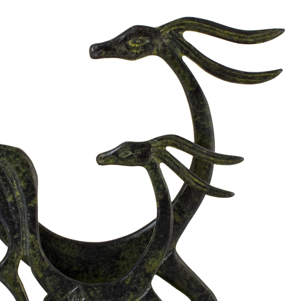 Two Deer – Bronze Sculpture – 15 cm – Dark Green