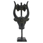 Minoan Bull's Head with Double Axe – Sculpture – 15 cm – Dark Green