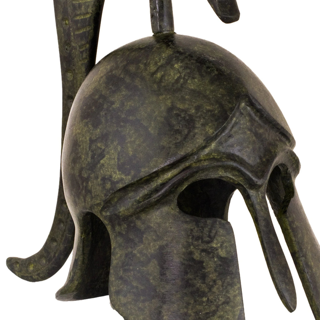 Studded Corinthian Helmet with Tall Crest – 16 cm – Dark Green