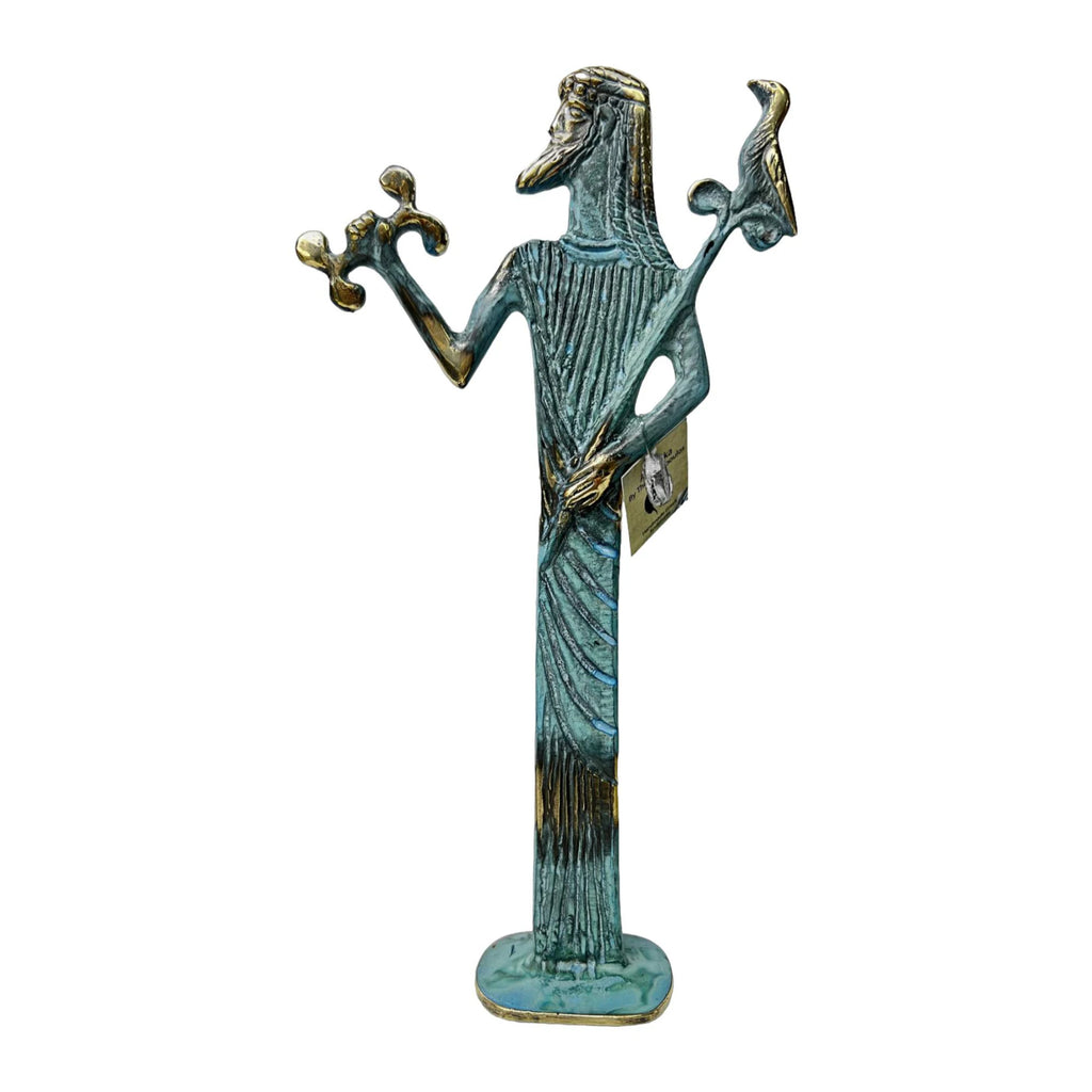 Zeus with Sceptre and Eagle – Flat Sculpture – 15 cm – Blue & Gold