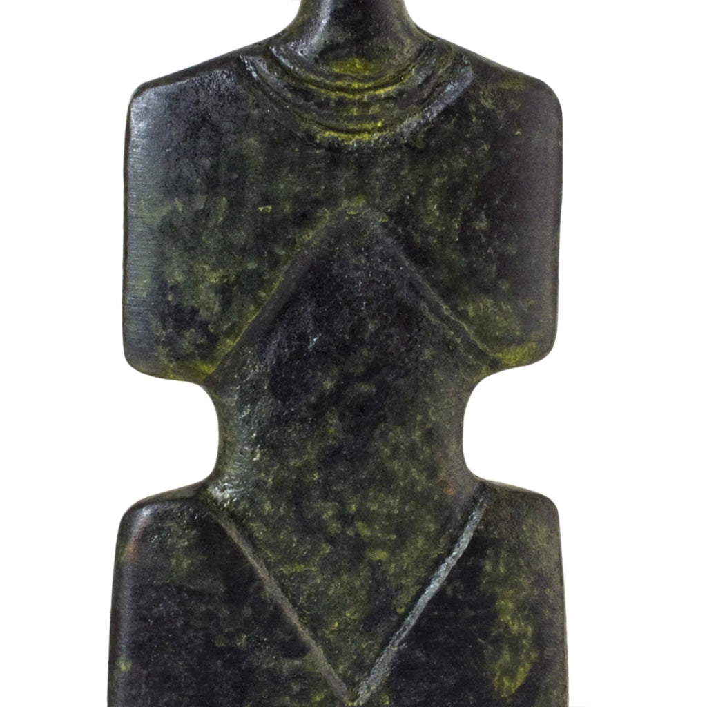 Guitar-Shaped Cycladic Figurine – 16 cm – Dark Green