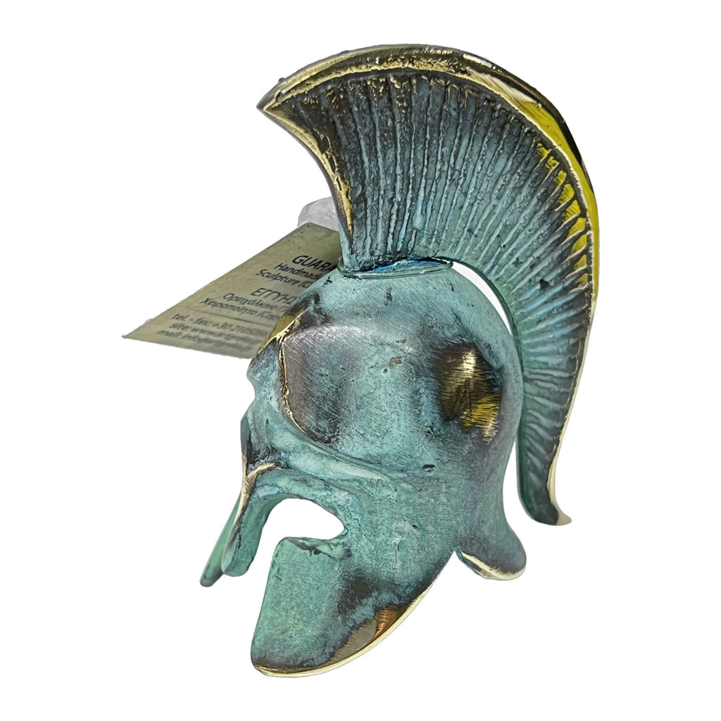 Corinthian Helmet with Short Crest – 17 cm – Blue & Gold