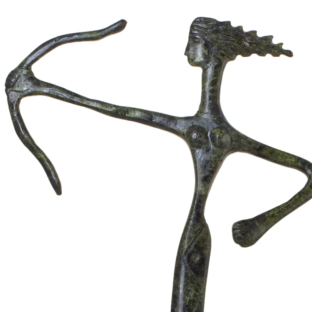 Artemis with Bow – Sculpture – 29 cm – Dark Green