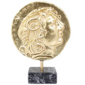 Mask of Alexander the Great on Marble Base – 13 cm – Gold