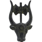 Minoan Bull's Head with Double Axe – Sculpture – 11.5 cm – Dark Green