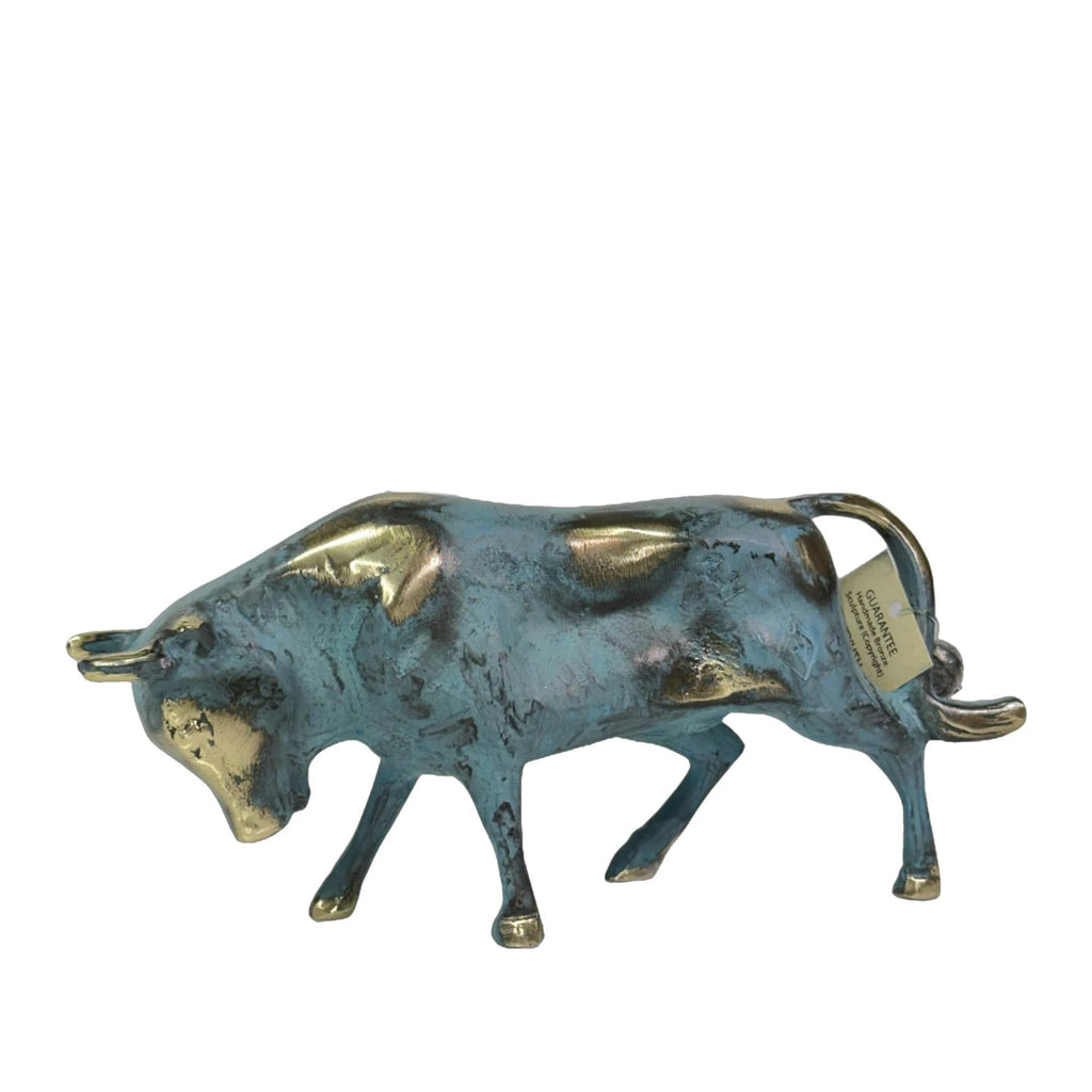 Cretan Bull – Bronze Sculpture – 6 cm – Blue & Gold