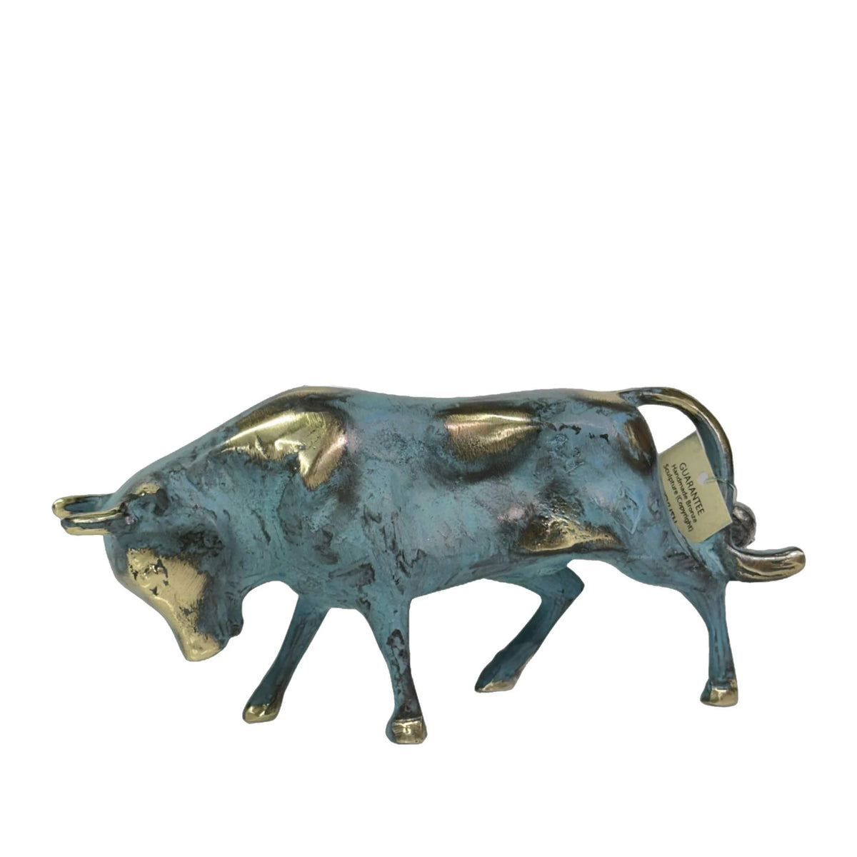 Cretan Bull – Bronze Sculpture – 5 cm – Blue & Gold