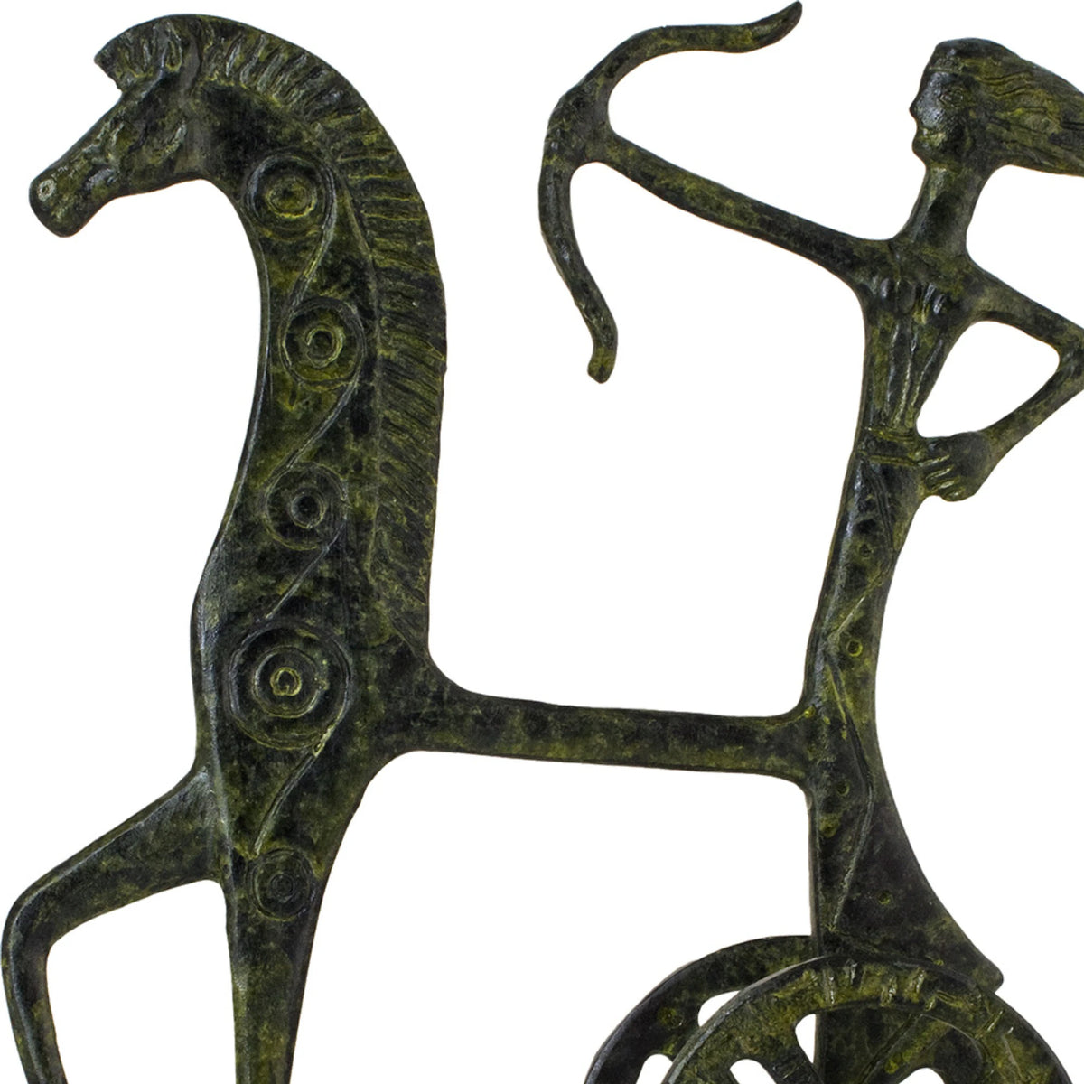 Artemis in a Chariot – Bronze Sculpture – 18 cm – Dark Green