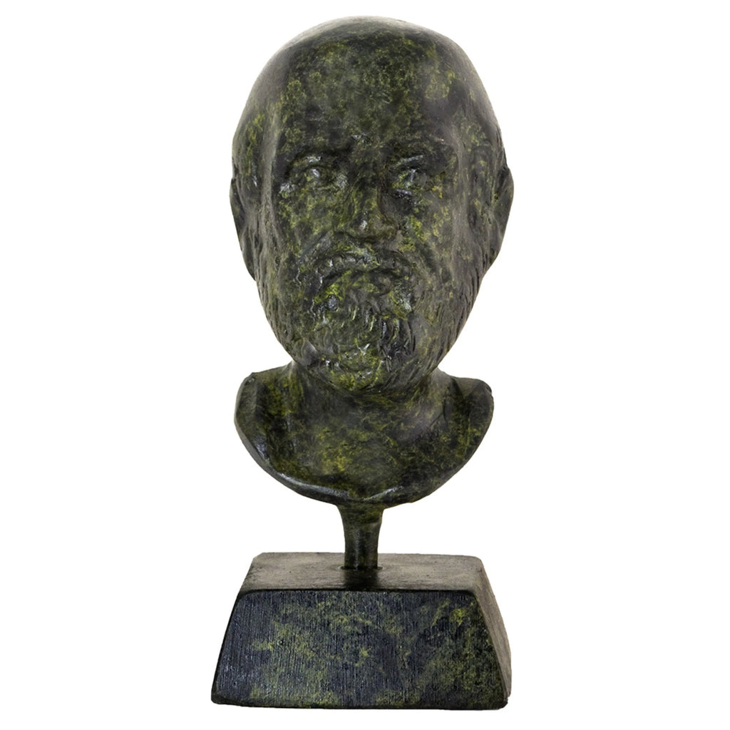 Bust of Hippocrates – Bronze Sculpture – 9 cm – Dark Green