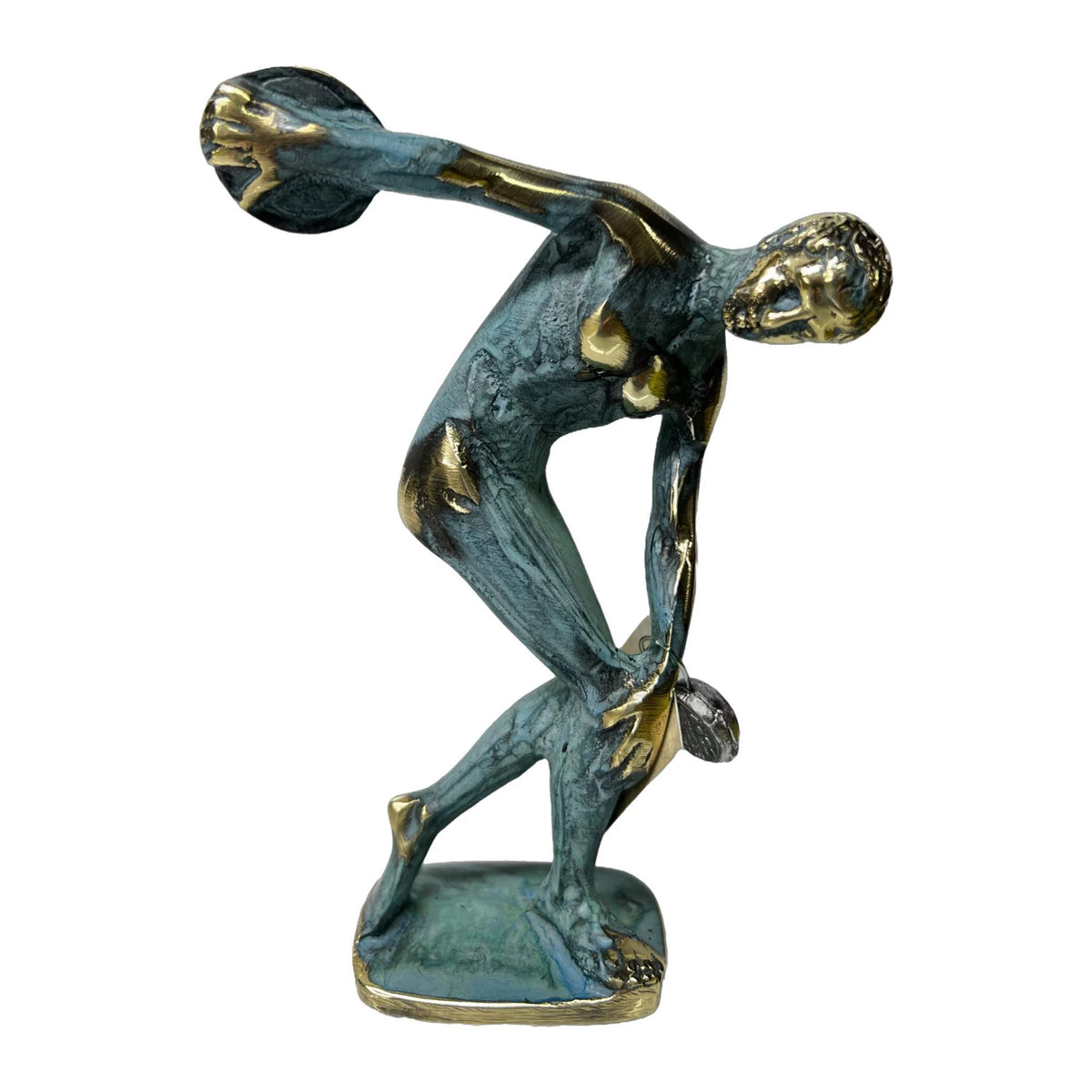 Myron's Discobolus – Bronze Replica – 35 cm – Blue & Gold