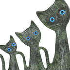Three Cats – Bronze Sculpture – 11.5 cm – Dark Green