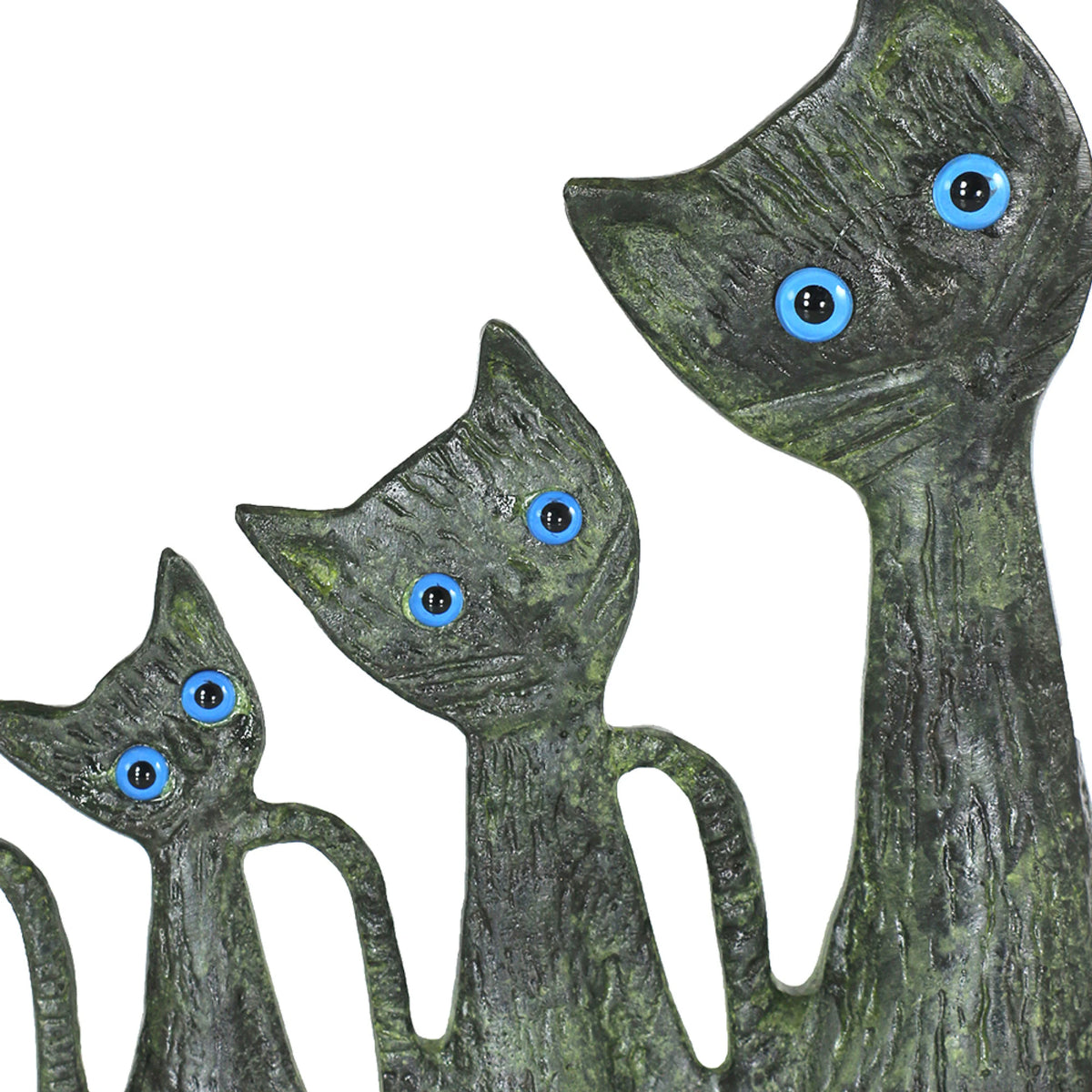 Three Cats – Bronze Sculpture – 11.5 cm – Dark Green