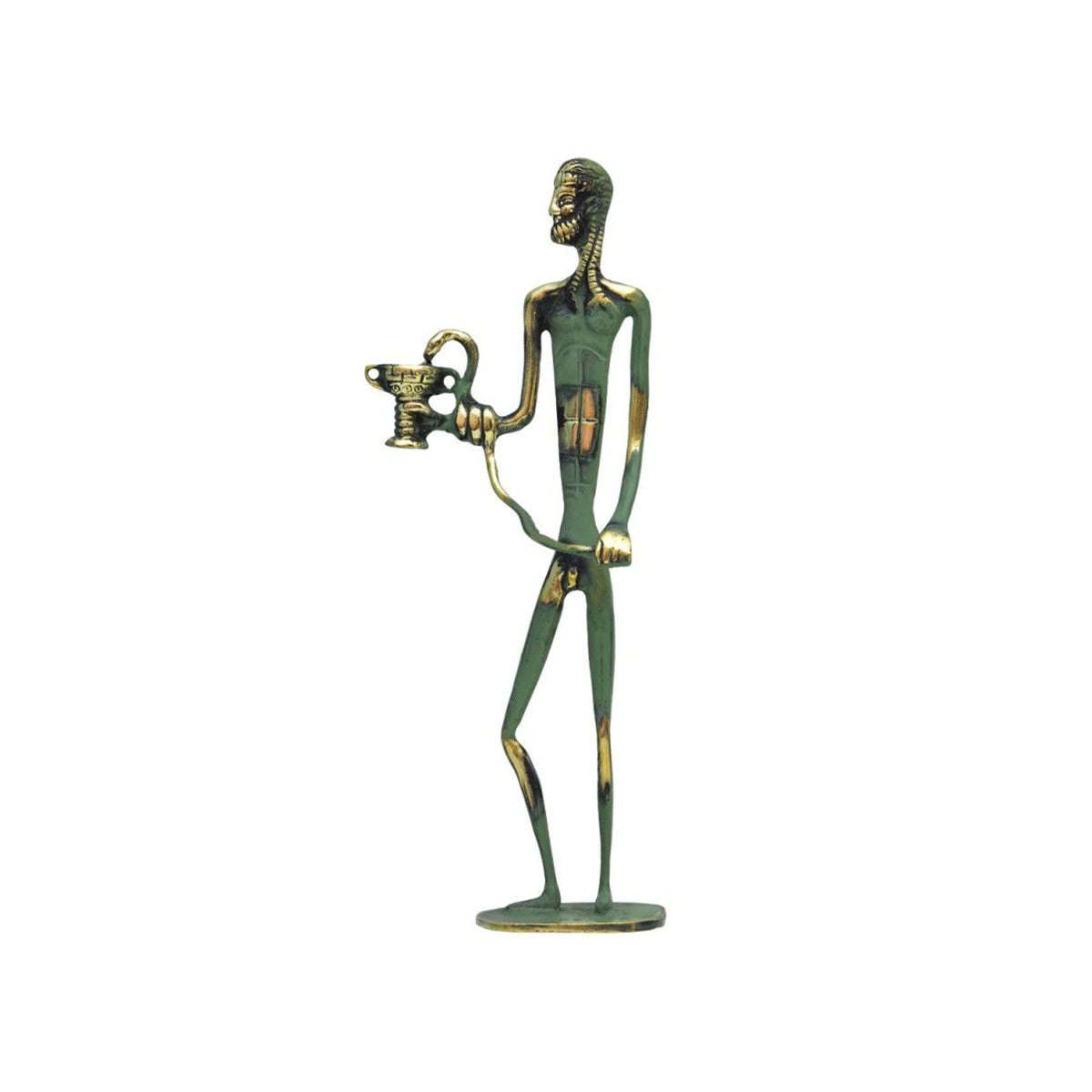 Asclepius with Cup Statue by Bronze Pavlakis